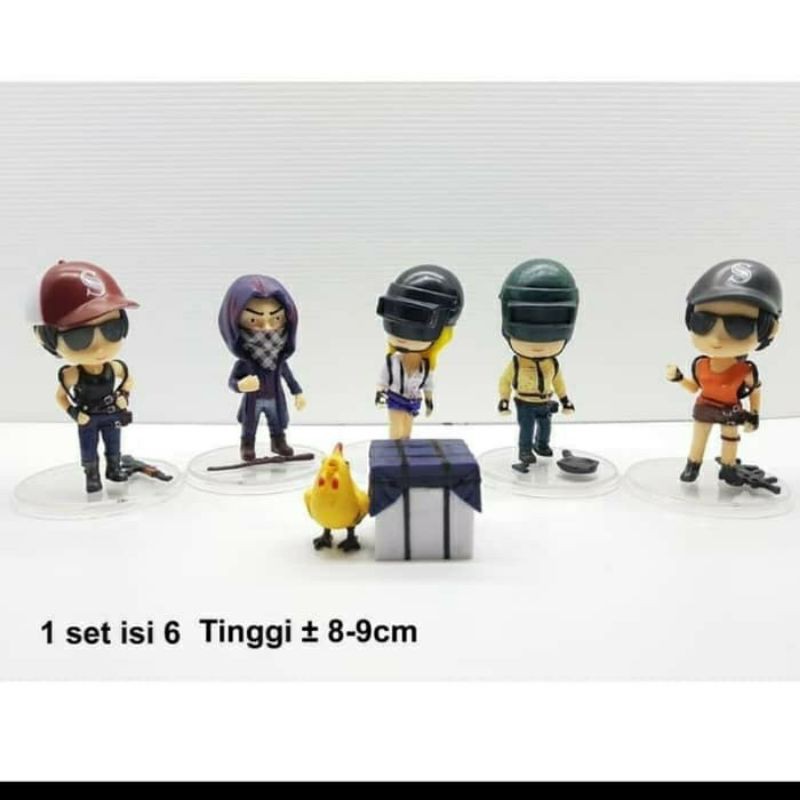 Set 6 Topper Cắm Trang Trí Bánh Kem Hình Người Chơi Game Pubg