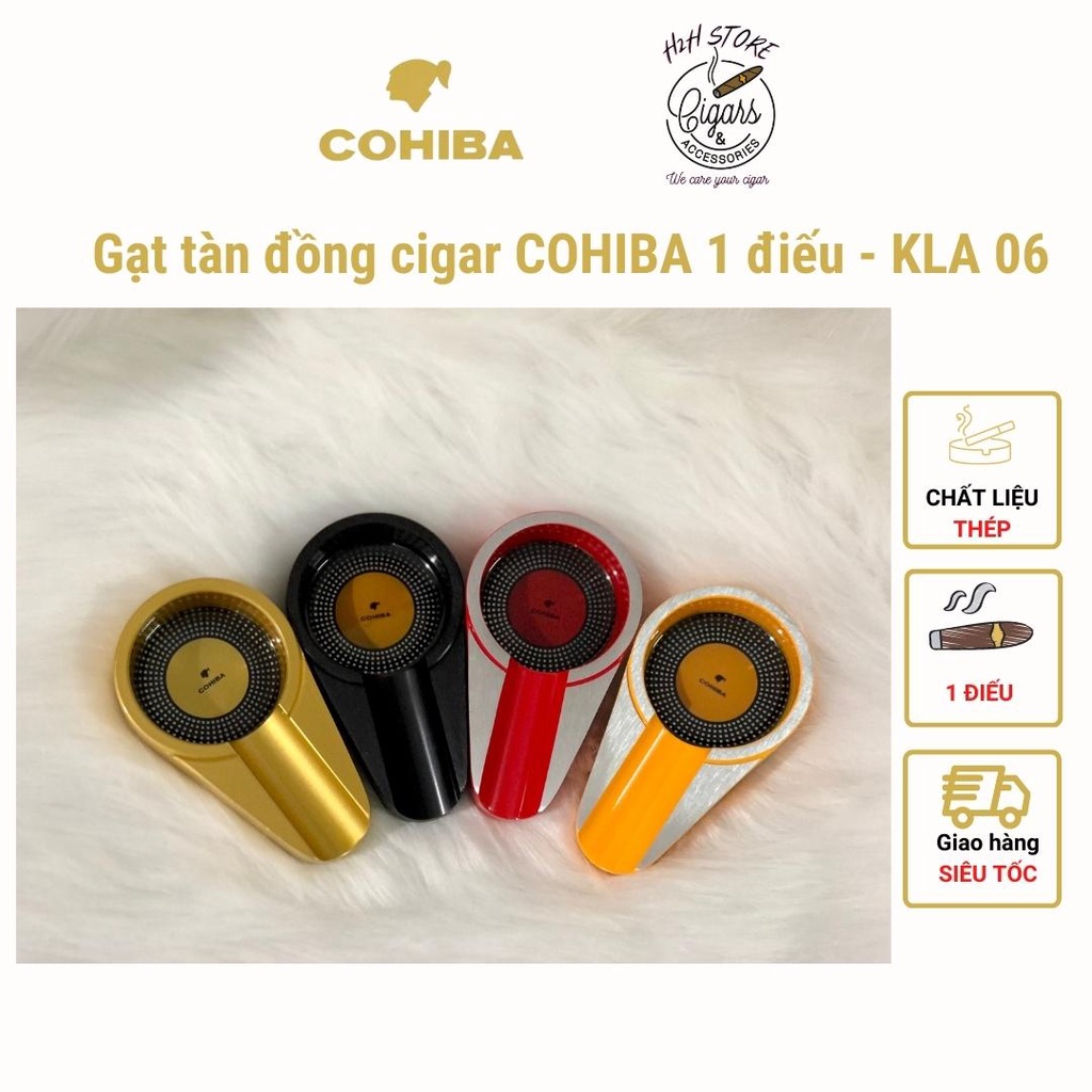 Gạt tàn thép cigar, gạt tàn xì gà 1 điếu COHIBA - H2H Store