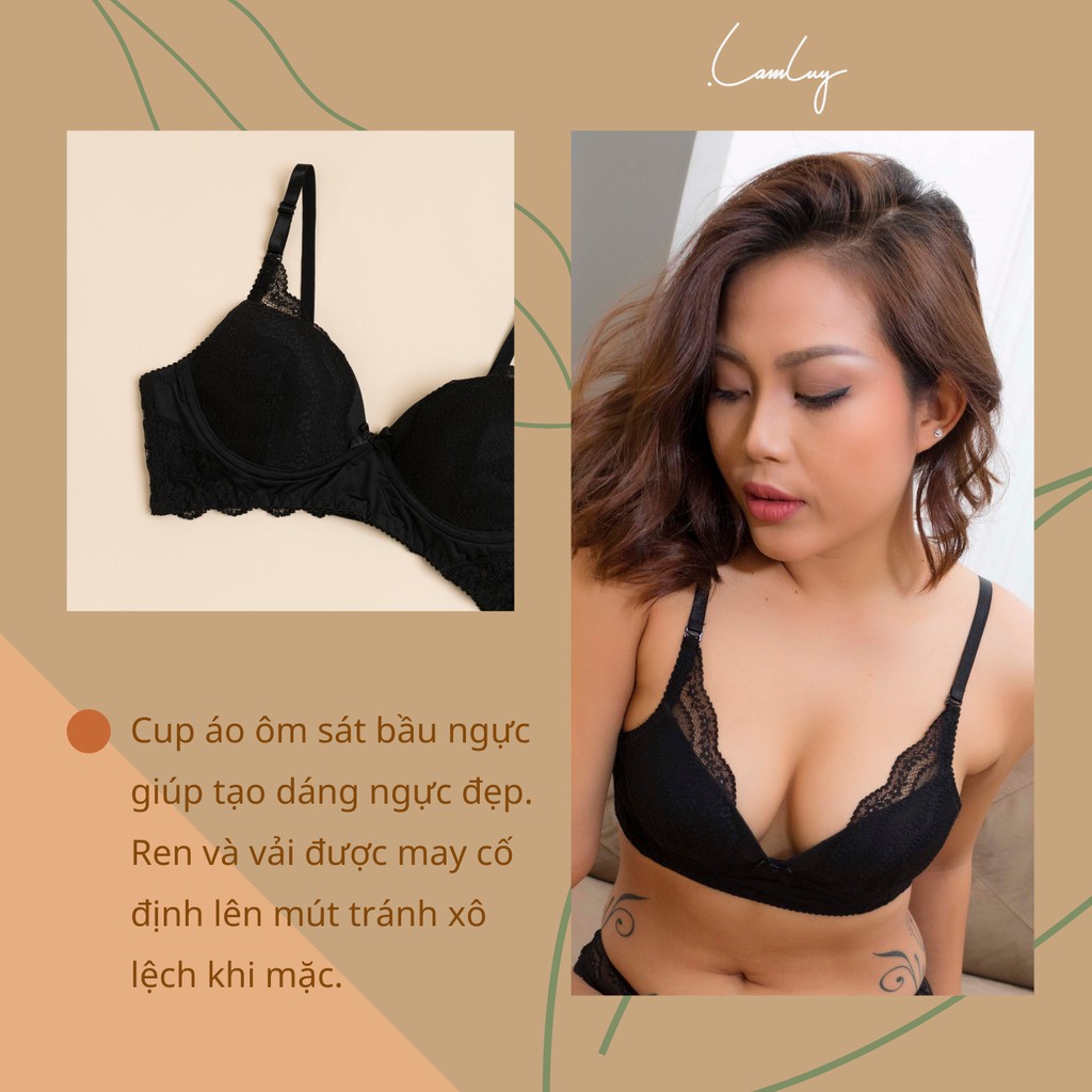 Áo ngực không gọng Lamluy Bra Ren Đen V2 nâng ngực tốt | BigBuy360 - bigbuy360.vn