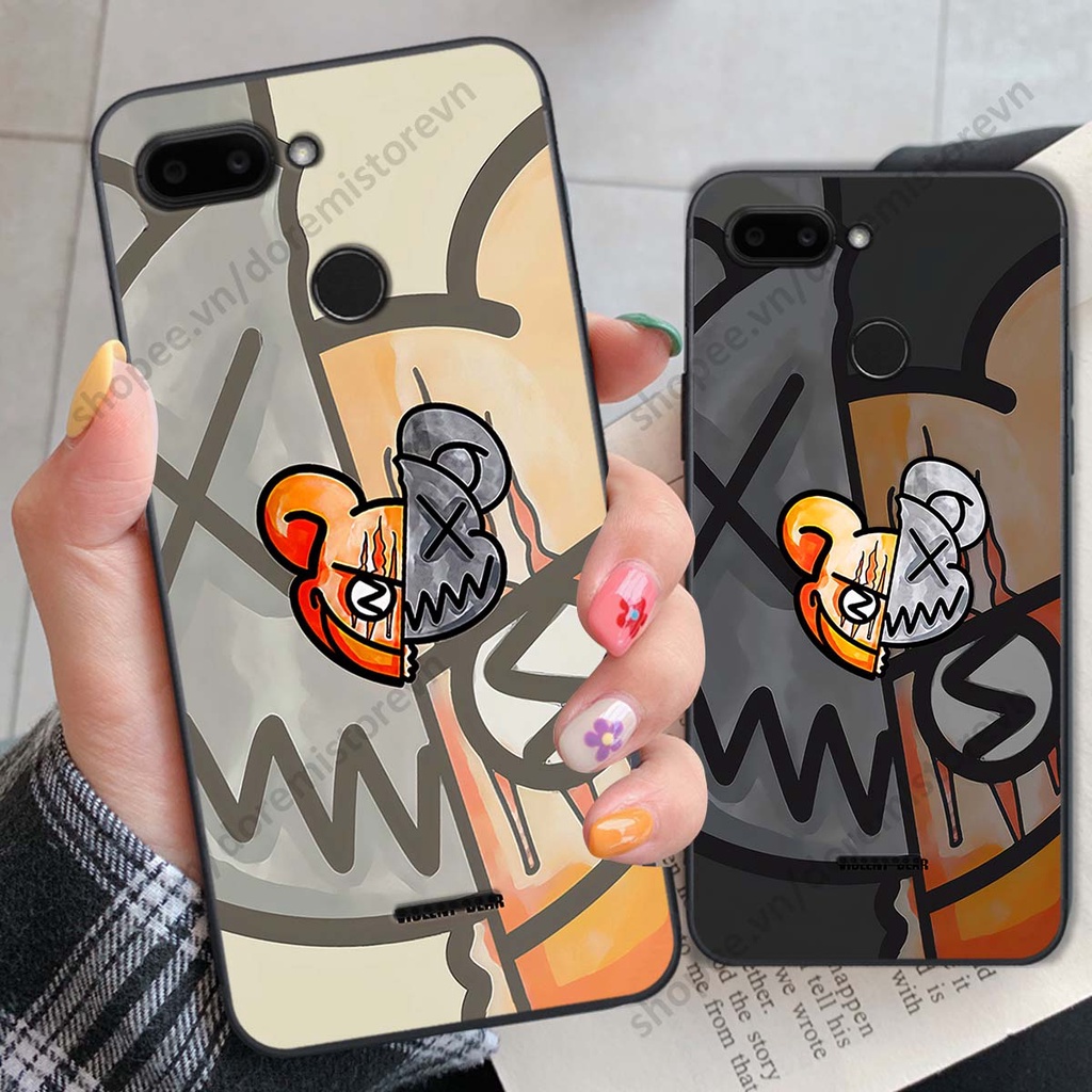 Ốp lưng Xiaomi Redmi 6 hình kaws, kith, bear brick nổi 3D phong cách độc đáo