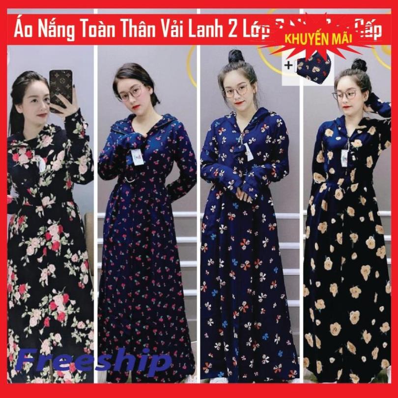 Áo Chống Nắng Nữ Vải Lanh Nhật Toàn Thân 2 Lớp Mặc 2 Mặt Thời Trang Cao Cấp Giá Rẻ Tặng Kèm Khẩu Trang Đồ ❕