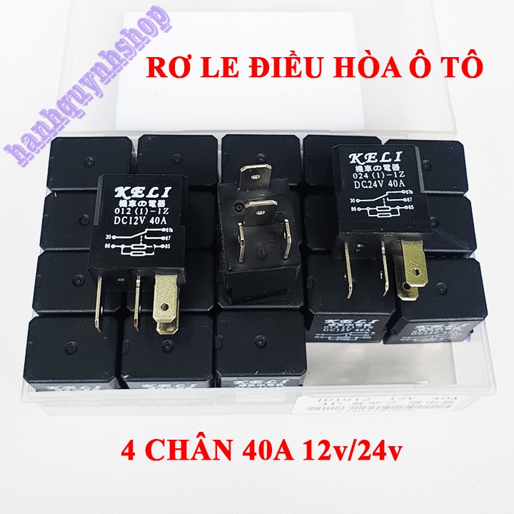 Hộp 20 Rơ le điều hòa ô tô 4 chân 12V 40A hoặc 24V 40A màu đen