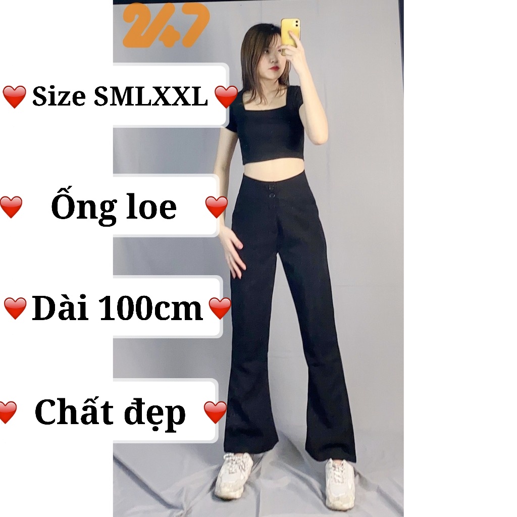 Quần Loe Cạp Cao Suông Dài 100cm