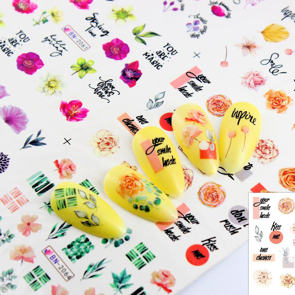Nhãn Dán Móng Tay Họa Tiết Hoa Lá Mùa Xuân 12 Phong Cách Khác Nhau Cho Nữ