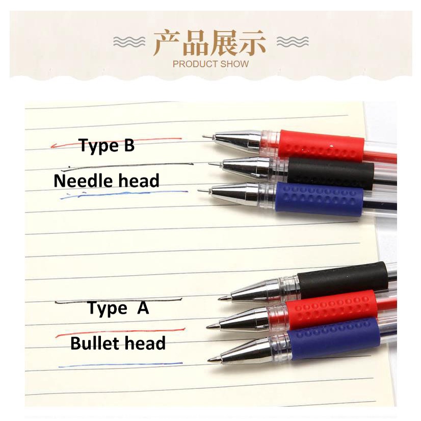 Bút Bi Mực Gel Ngòi 0.5mm Mực Đen Đỏ/Xanh Dương