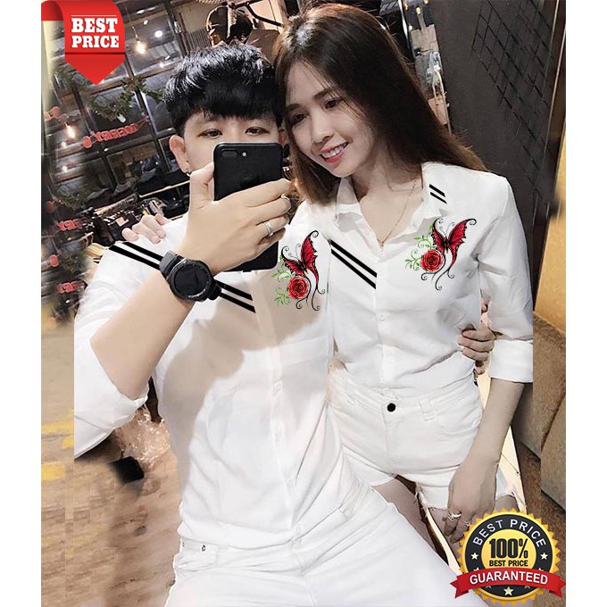 Sơ Mi Đôi Họa Tiết Đẹp | Hàng Shop | Áo Cặp Nam Nữ