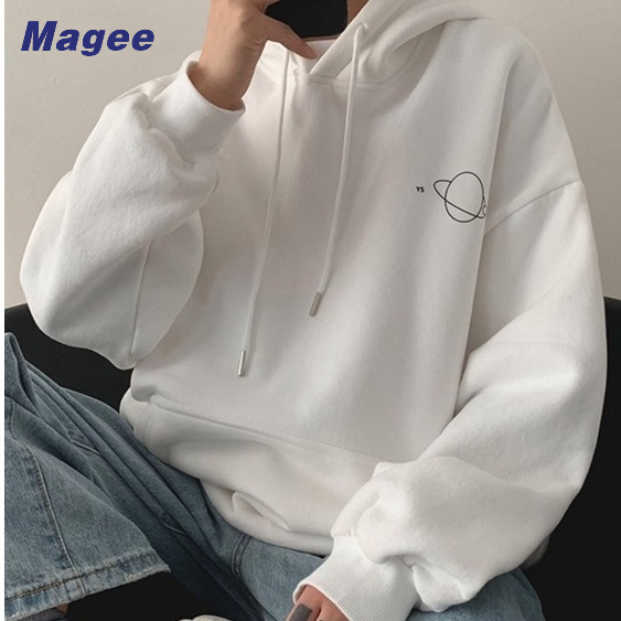 Áo sweater Có Mũ Trùm Tay Dài Dáng Rộng Phối Khóa Kéo Thời Trang Cho Nam