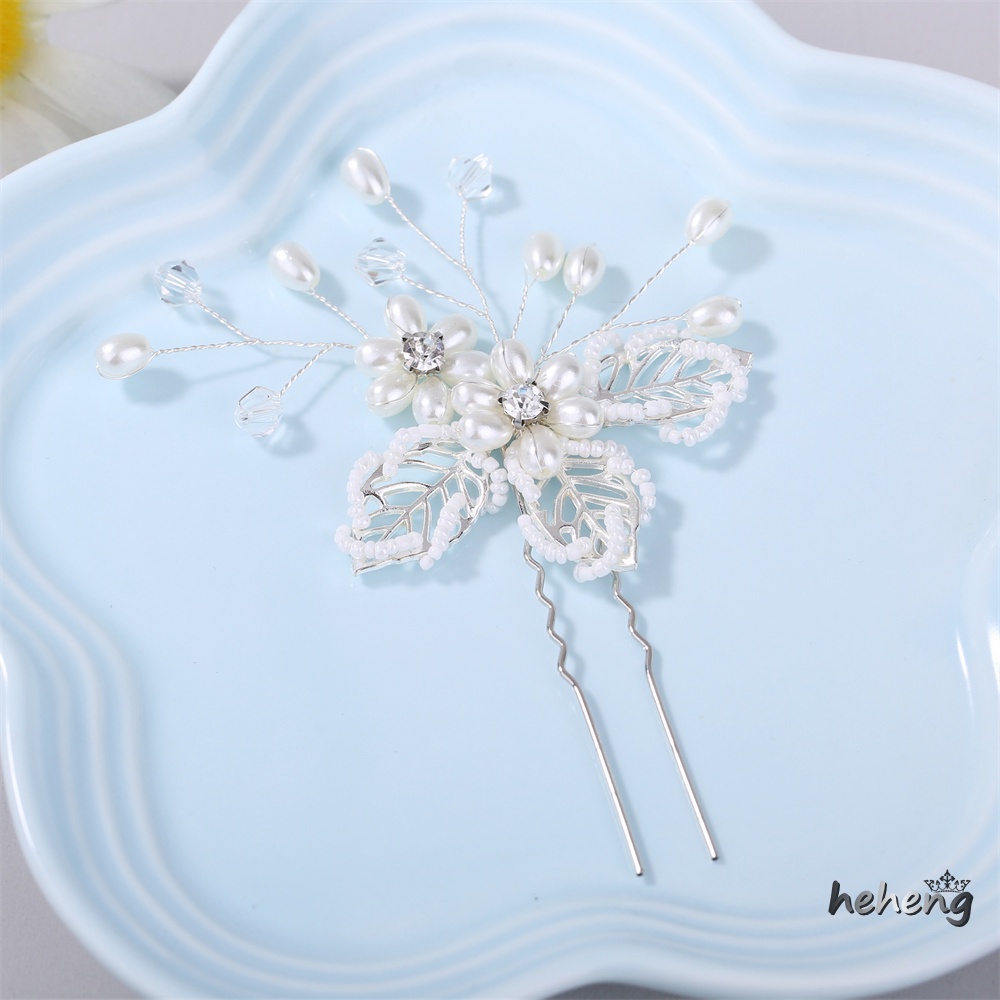 Trâm Cài Tóc Chữ U Hình Chiếc Lá Đính Ngọc Trai Giả Thời Trang Dành Cho Nữ