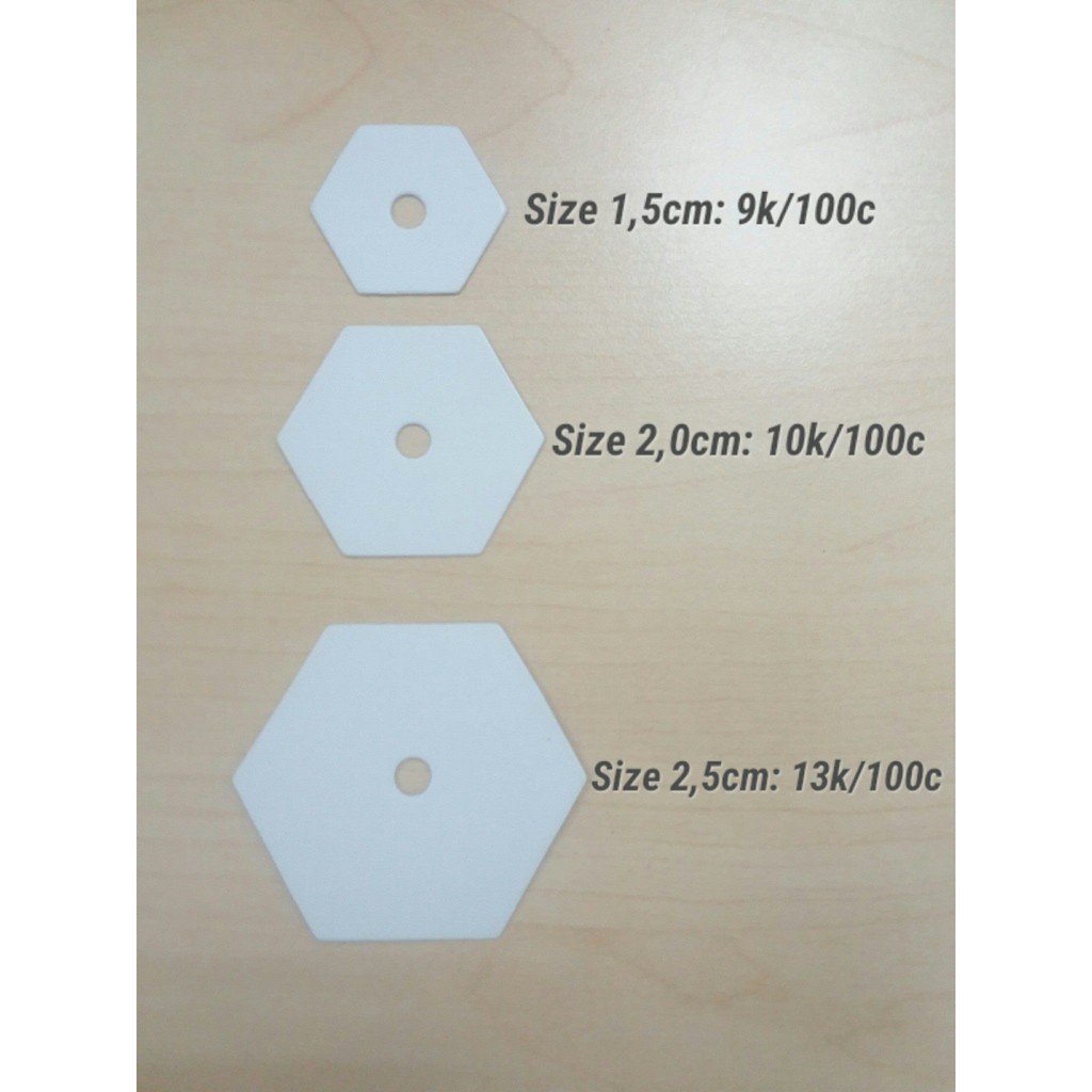 Phôi giấy lục giác size 2.5cm (100c/set - paper templates hexagon quilting)