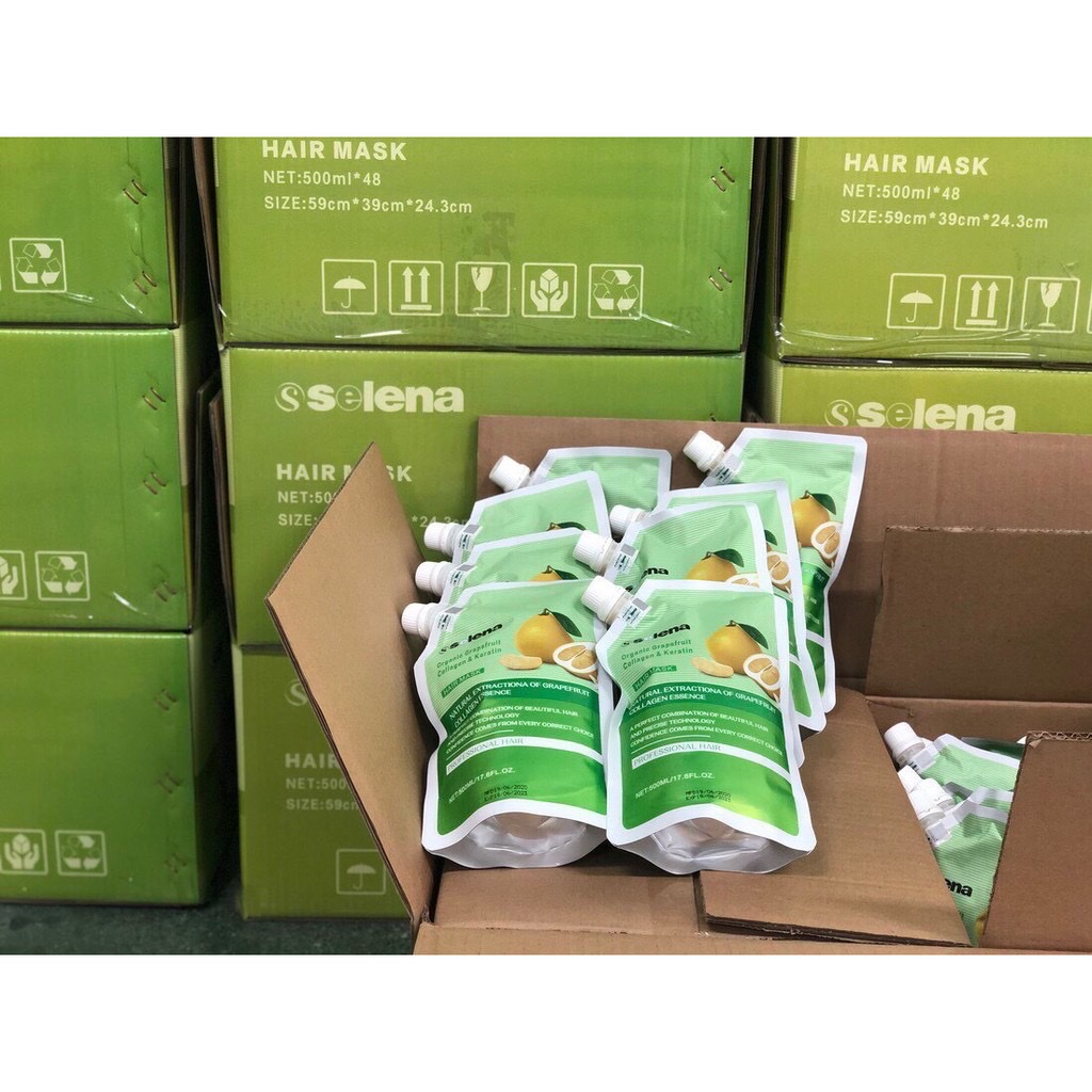 Hấp ủ tóc siêu phục hồi hấp tóc bưởi SELENA 500ml, sản phẩm được các salon lớn tin dùng giá cả hợp lí chất lượng 5sao