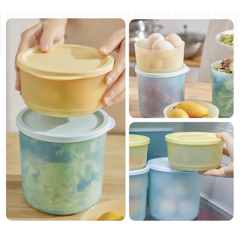 Bộ 4 Hộp Nhựa Tròn Tupperware  Đựng Thực Phẩm - Trữ Mát Rau Củ, Thức Ăn, Trái Cây Tươi Ngon- Đồ Khô -Bánh Kẹo Tết