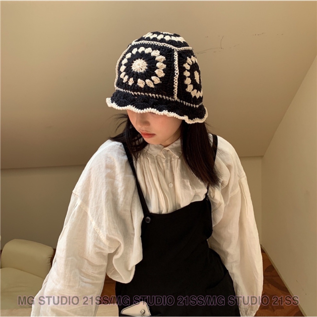 Mũ tai bèo MG STUDIO đan thủ công hợp thời trang có 5 màu tùy chọn
