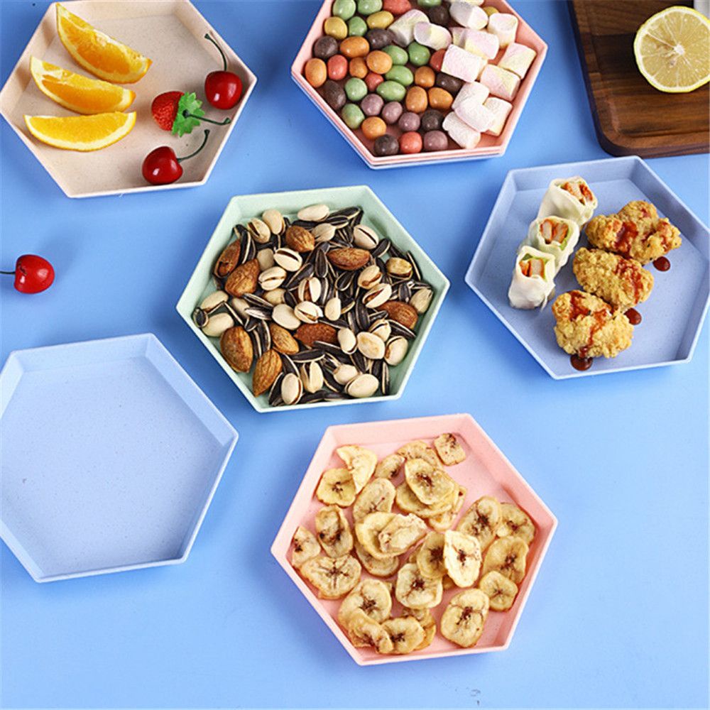 Đĩa Đựng Thức Ăn Hình Lục Giác Đa Năng Bằng Lúa Mạch
