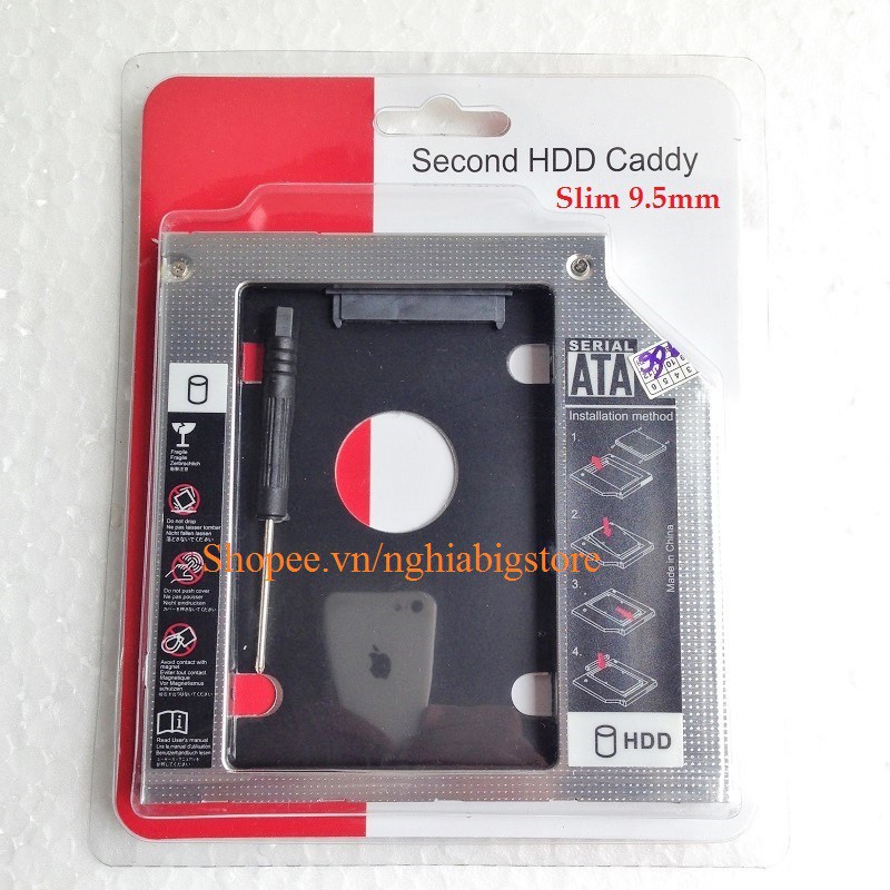 Caddy Bay Khay Đĩa Thay Ỗ DVD Thành HDD Hoặc SDD Slim (Mỏng 9.5mm)
