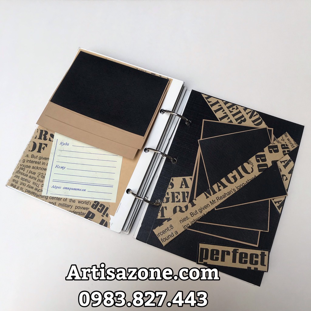 Album ảnh dán, Scrapbook Vintage - Tông màu Đen + Trắng + Nâu (Đọc kỹ mô tả từng sản phẩm)