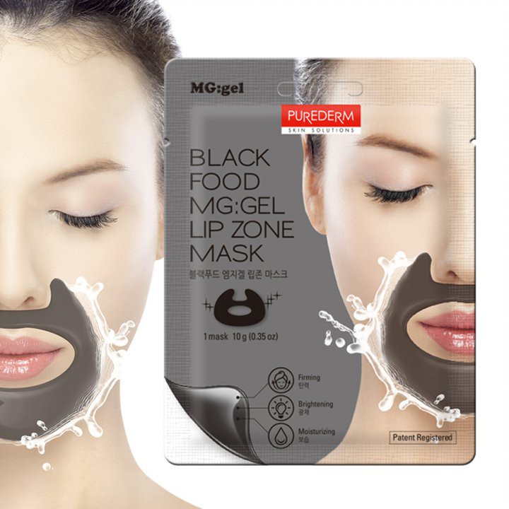 Mặt nạ cho khóe môi Purederm Black Food Lip Mask Gel - 17 thảo dược đen