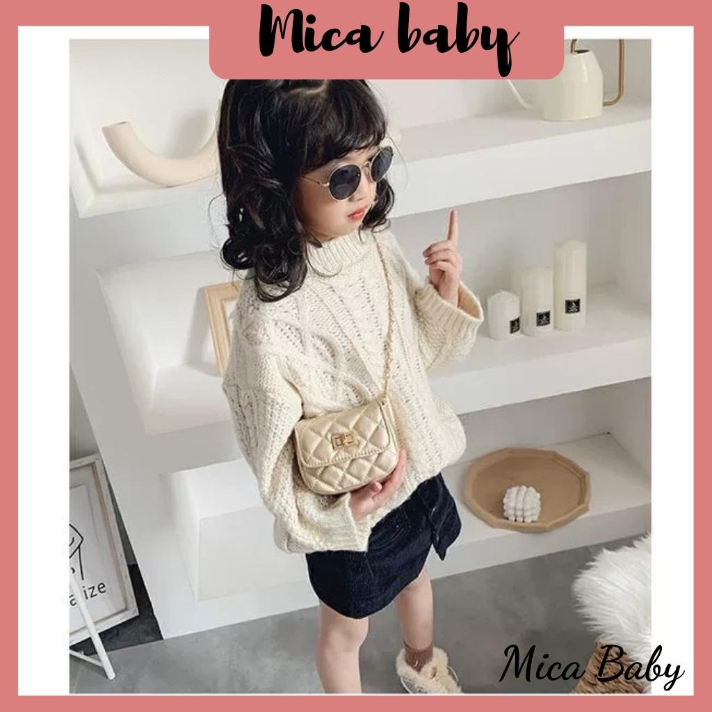 Túi xách nữ, túi đeo chéo trần trám khoa gập màu kem bạc cao cấp Mica baby TC02
