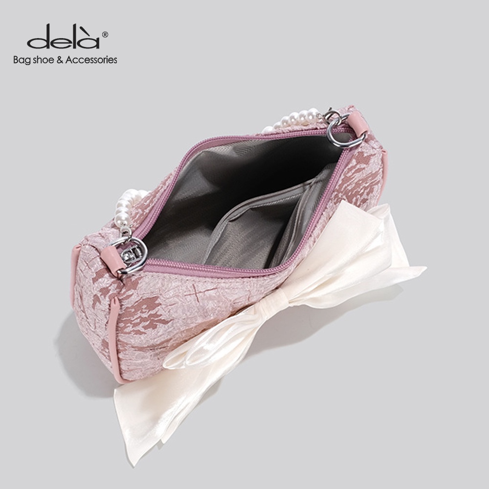 Dela Túi đeo dưới cánh tay Xách Tay Đính Nơ Ngọc Trai Thiết Kế Mới 2022 Cho Nữ