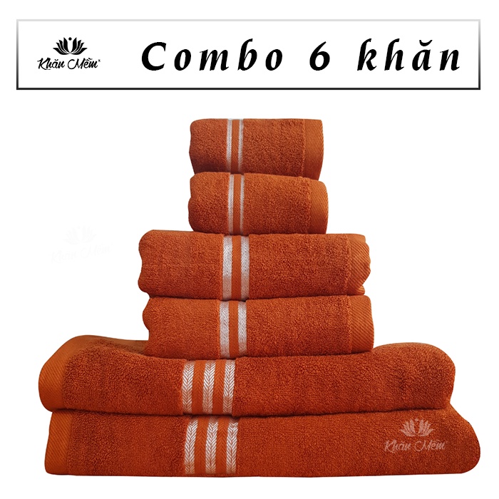 Bộ Combo Cao Cấp Khăn Mềm  Gia Đình  6 Khăn 3 Kích Thước Gồm: 2 Khăn Tắm 60x120cm, 2 Khăn Gội 35x80cm,2 Khăn Mặt 30x50cm