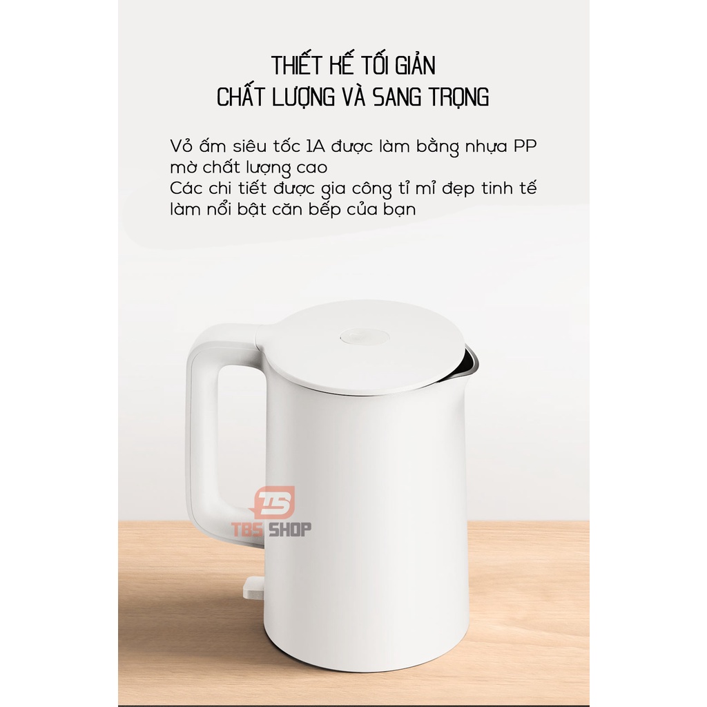 Ấm siêu tốc xiaomi inox 304 dung tích 1.5l 1800w hàng chính hãng