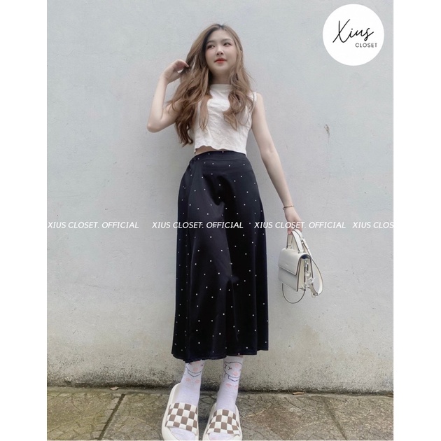 Chân Váy Chấm Bi Dài - CV014