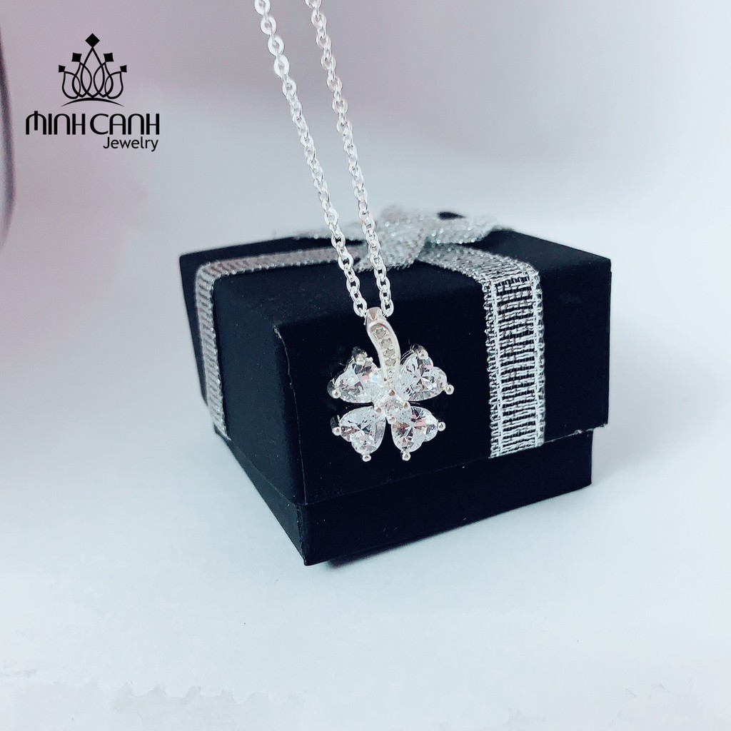 Dây Chuyền Cỏ 4 Lá May Mắn Đá Trắng - Minh Canh Jewelry