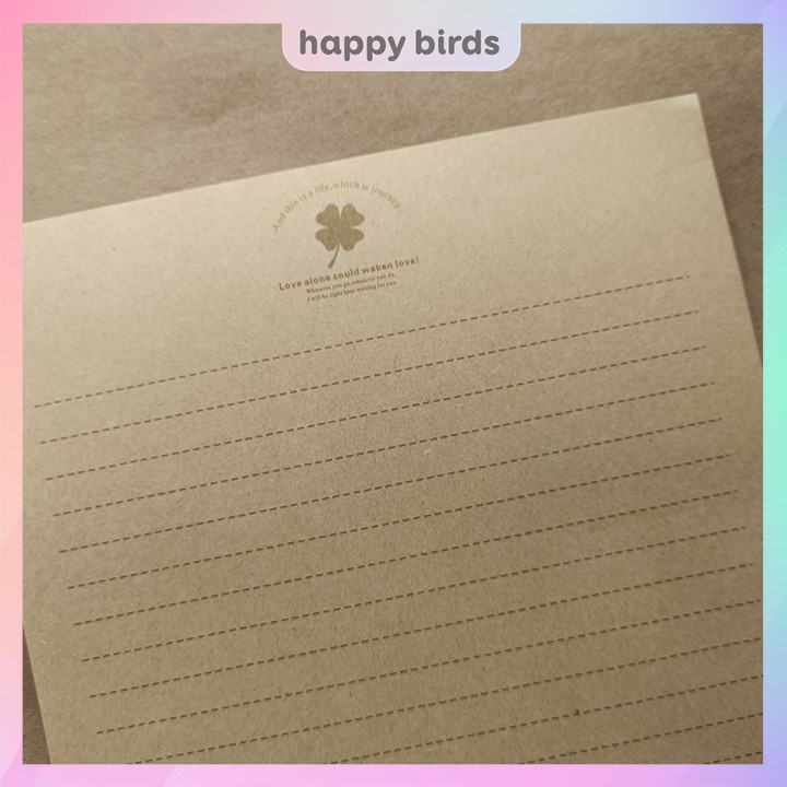 Giấy viết thư tập 5 tờ giấy vintage kraft viết thư làm thiệp handmade quà tặng combo HappyBirds