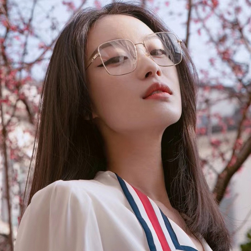 Mắt Kính Gọng Kim Loại Vuông Chống Ánh Sáng Xanh Thời Trang Cho Nữ