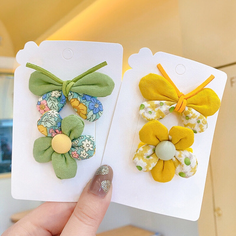 Set 2 Kẹp Tóc Hình Bướm/Hoa/Cánh Bướm Kiểu Hàn Quốc Đáng Yêu Dành Cho Bé Gái