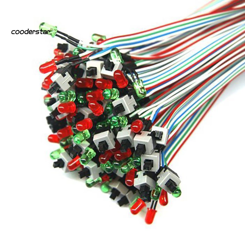 Dây cáp nối bo mạch chủ 50cm bật / tắt / đặt lại với 2 nút bật tắt có đèn LED cho máy tính