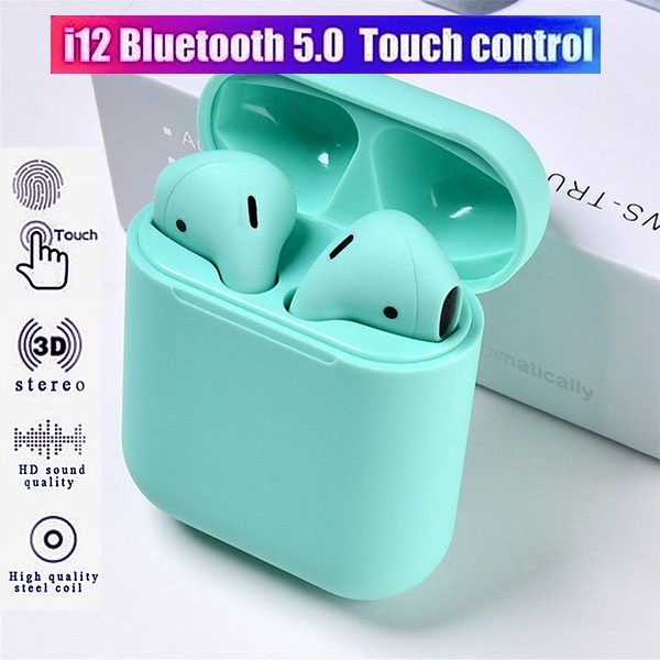 Tai nghe cảm ứng chạm không dây TWS i12 kết nối Bluetooth 5.0