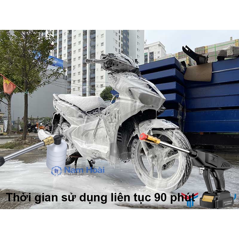 Máy Rửa Xe Cầm Tay Zhong Hui Thế Hệ 3 25V 240W15.000 mAh, Áp lực cực mạnh
