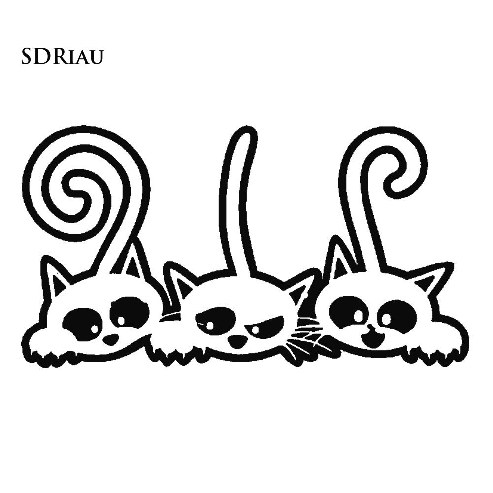 Decal hình mèo dễ thương trang trí thân xe &amp; cửa sổ oto
