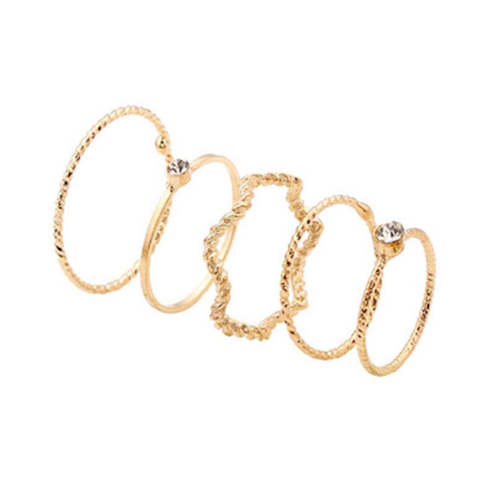 Bộ 5 Nhẫn Màu Sáng Phong Cách Sang Trọng Dễ Thương SOMEDAYZL|Bộ Nhẫn Đeo Đốt Ngón Tay Kiểu Dáng Đơn Giản|Nhẫn Mỏng Mạ Vàng