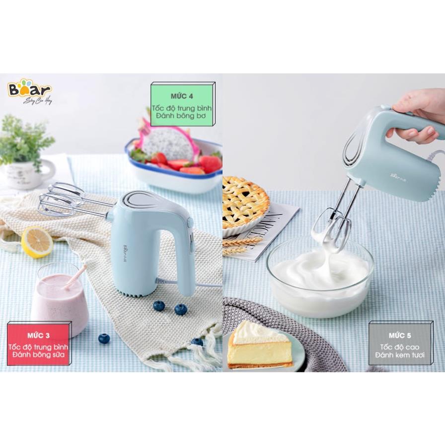 Máy đánh kem/trứng cầm tay mini Bear B02P5, Công suất 125W, tích hợp 5 chế độ que đánh inox chống gỉ thiết kế gọn nhẹ