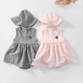 Bộ Áo Liền Quần Kèm Mũ Xinh Xắn Hợp Thời Trang Hè Cho Bé Gái