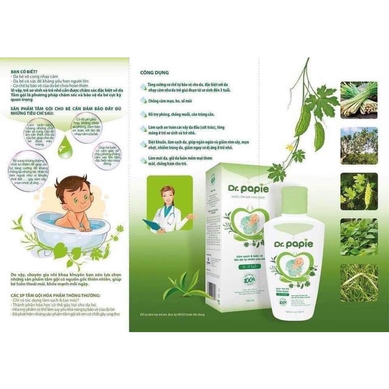 NƯỚC TẮM GỘI THẢO DƯỢC DR PAPIE 230ml | BigBuy360 - bigbuy360.vn