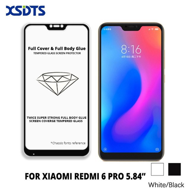 Miếng dán 5D Full keo cho Xiaomi Redmi 6 Pro (Đen)