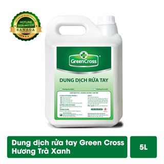Rửa Tay Khô 💕HÀNG CHÍNH HÃNG💕 Nước rửa tay khô GREEN CROSS can 5L - Hương Trà Xanh | Sanaga