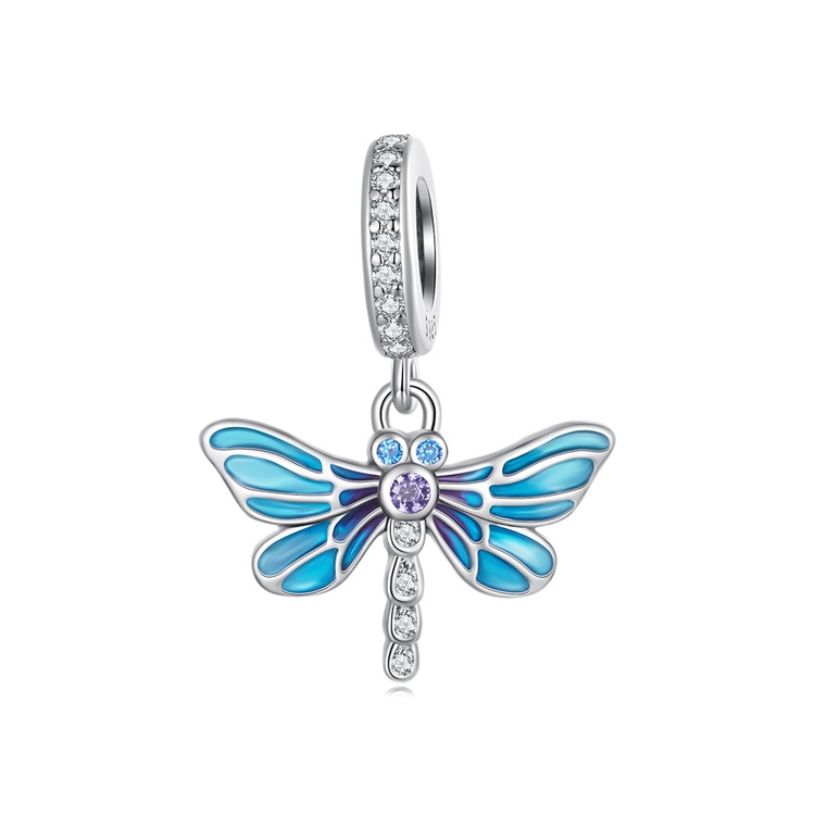 BAMOER Mặt Vòng cổ Bạc 925 Hình Chuồn Chuồn Đính Đá Pha Lê