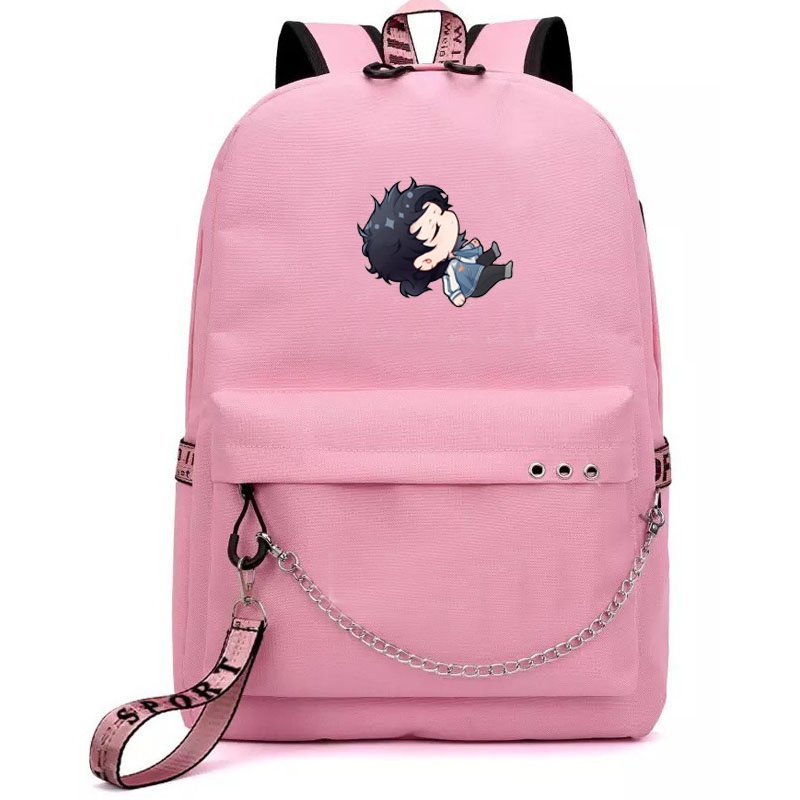 Balo thông minh đen hồng in hình Người đại diện thời gian chibi anime cặp sách đi học