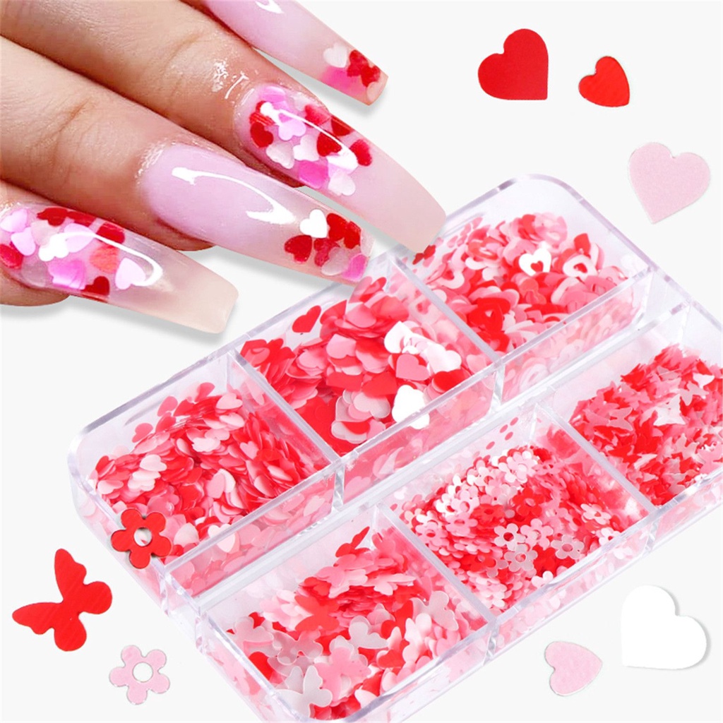 Nhãn Dán Trang Trí Móng Tay Hình Trái Tim Lấp Lánh DIY