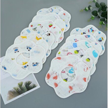 Set 2 yếm tròn Organic cotton HQ cho bé