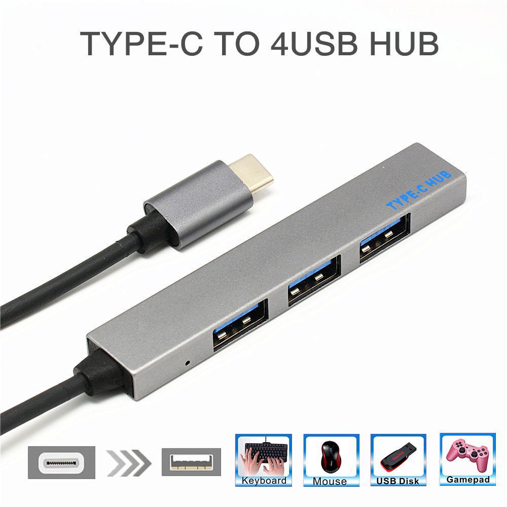 Bộ chia USB Hub ORICO chuyển đổi Type-C sang 4 cổng USB 3.0 2.0 vỏ nhôm kiêm đầu đọc thẻ nhớ máy tính AH-13 + AH-12F