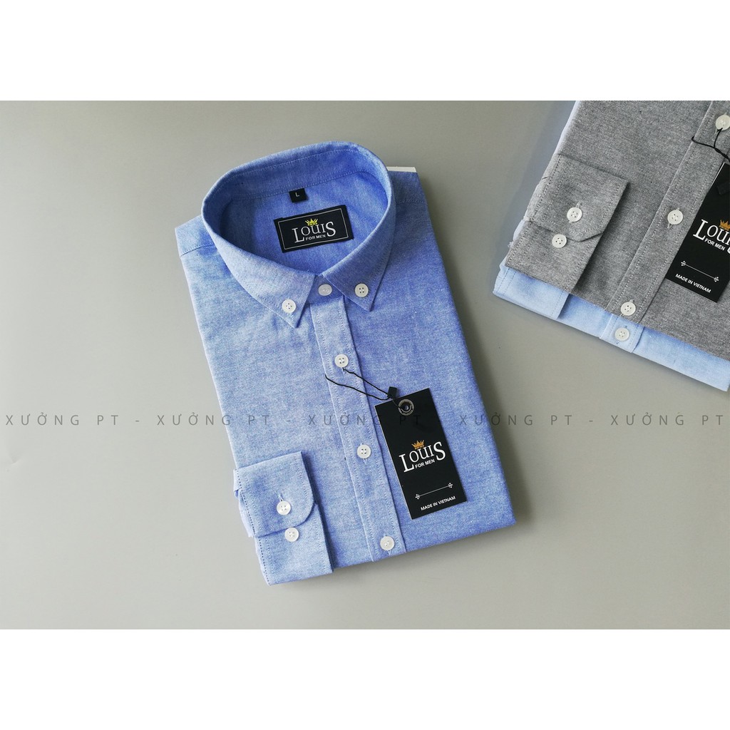Áo sơ mi nam 2 màu Xám và Xanh nhạt siêu hiếm chất oxford chất dày dặn dáng siêu đẹp | BigBuy360 - bigbuy360.vn