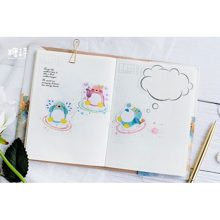 Bộ 46 Sticker Chim Cánh Cụt Hàn Quốc dán trang trí E61