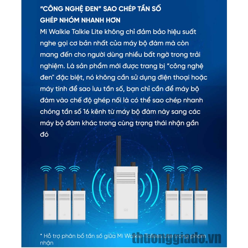 Bộ đàm thông minh Xiaomi Walkie Talkie Lite , dễ dàng ghép nối với các bộ đàm khác, thời lượng pin đến 10h