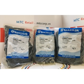 Túi 1000 Dây thít, dây rút nhựa màu đen 100×2.5mm cao cấp GT100MB nhập khẩu Giantlok-Thái Lan