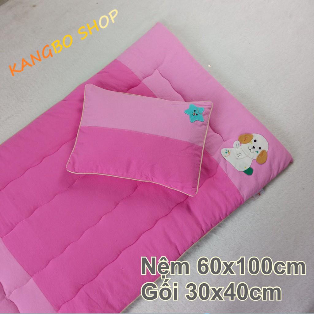 [KimHome] Bộ nệm gối trẻ em cotton cara chần gòn thương hiệu Kim Home cho bé từ 0-3 tuổi kích thước 60x100 cm giá tốt