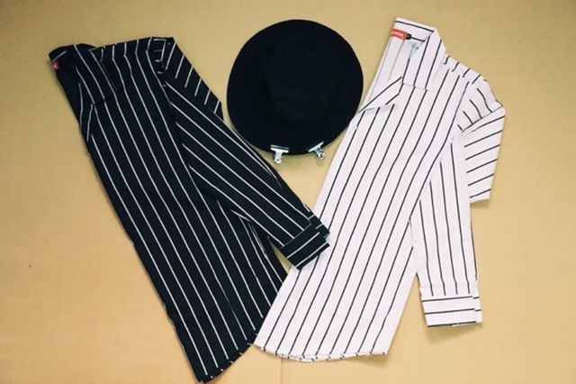 Áo sơ mi kẻ sọc cho nam và nữ (ảnh thật, video thật) đen, đỏ, trắng, hồng đỗ | BigBuy360 - bigbuy360.vn